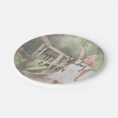 ミニマル男女兼用ハッピーバースデー写真 ペーパープレート (アングル)