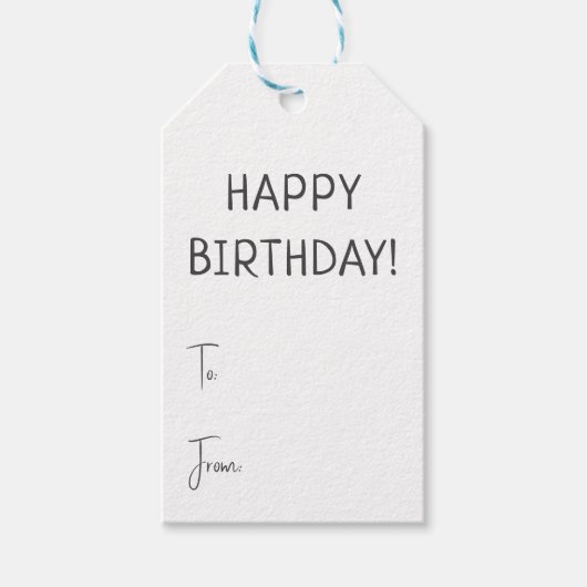ミニマル男女兼用ハッピーバースデー ギフトタグ (正面)