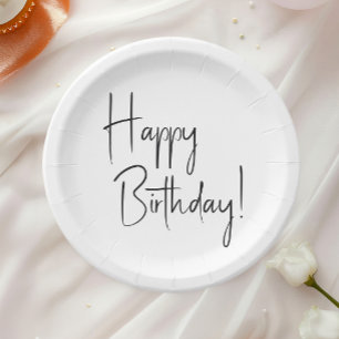 ミニマル男女兼用ハッピーバースデー ペーパープレート