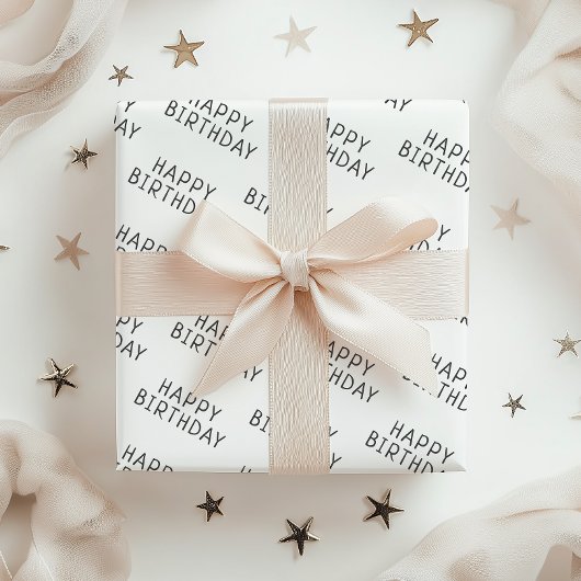 ミニマル男女兼用ハッピーバースデー ラッピングペーパーシート