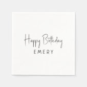 ミニマル男女兼用ハッピーバースデー（名前） スタンダードカクテルナプキン (正面)