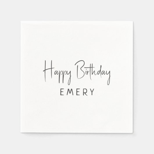 ミニマル男女兼用ハッピーバースデー（名前） スタンダードカクテルナプキン (正面)