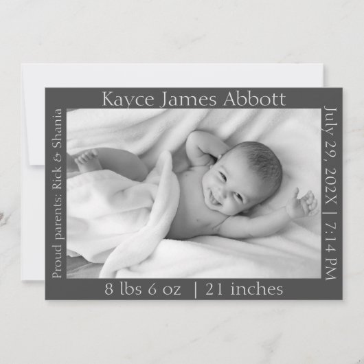 ミニマル男女兼用リストの灰色の誕生の発表 (正面)