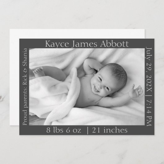 ミニマル男女兼用リストの灰色の誕生の発表 (正面/裏面)