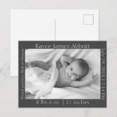 ミニマル男女兼用リストの灰色の誕生の発表 ポストカード (正面/裏面)