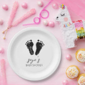 ミニマル男女兼用リスト足跡ベビーシャワー ペーパープレート (パーティー)
