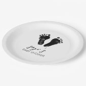 ミニマル男女兼用リスト足跡ベビーシャワー ペーパープレート (アングル)