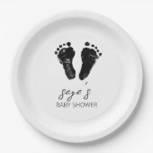 ミニマル男女兼用リスト足跡ベビーシャワー ペーパープレート (正面)