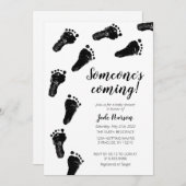 ミニマル男女兼用リスト足跡ベビーシャワー 招待状 (正面/裏面)