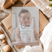 ミニマル男女兼用主義の写真1歳の誕生日 招待状