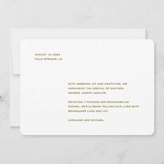 ミニマル男女兼用誕生 案内状 (正面)