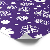 ミニマル白と紫の花 ポスター (角)