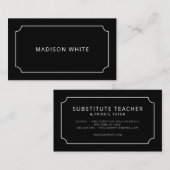 ミニマル白と黒のエレガントチケット縁ど 名刺 (正面/裏面)