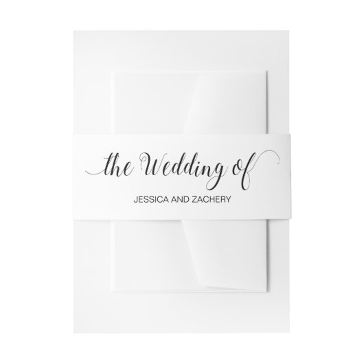 ミニマル白と黒の書結婚道 招待状ベリーバンド (正面例)