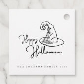 ミニマル白と黒の魔女ハットハロウィーン フェイバータグ (裏面)