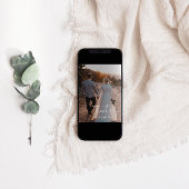 ミニマル白の手書きスクリプトの写真結婚の数 サンキューカード