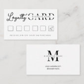 ミニマル白イニシャルスクリプト ロイヤリティカード (正面/裏面)