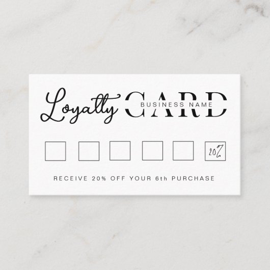 ミニマル白イニシャルスクリプト ロイヤリティカード (正面)