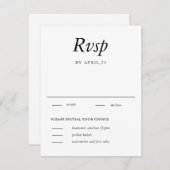 ミニマル白エレガント婚式RSVPカード 出欠カード (正面/裏面)