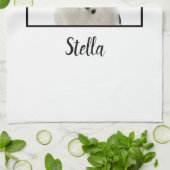 ミニマル白カスタム犬の写真 キッチンタオル (折り畳み)