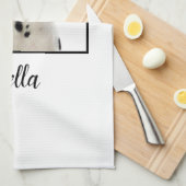 ミニマル白カスタム犬の写真 キッチンタオル (四つ折り)