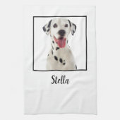 ミニマル白カスタム犬の写真 キッチンタオル (縦)