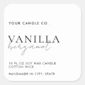 ミニマル白キャンドルラベル スクエアシール (正面)