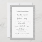 ミニマル白グレーストライプ赤面結婚ピンク 招待状 (正面)