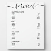 ミニマル白サロン価格表サービスメニュー フォトプラーク (正面)