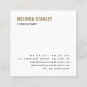 ミニマル白シック金ゴールドホイルエレガントカラーブロック スクエア名刺 (裏面)