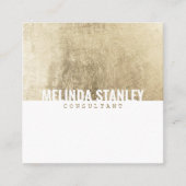 ミニマル白シック金ゴールドホイルエレガントカラーブロック スクエア名刺 (正面)