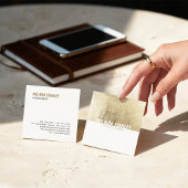 ミニマル白シック金ゴールドホイルエレガントカラーブロック スクエア名刺