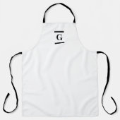ミニマル白シンプルモノグラム エプロン (正面)