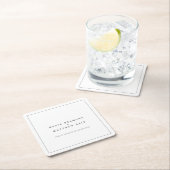 ミニマル白シンプル色結婚輪郭 スクエアペーパーコースター (インサイチュ)