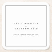 ミニマル白シンプル色結婚輪郭 スクエアペーパーコースター (正面)