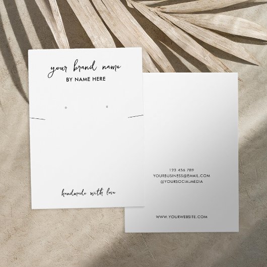 ミニマル白ジュエリーイヤリングディスプレイカード