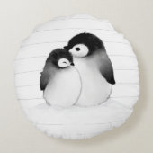 ミニマル白ストライプペンギン枕 ラウンドクッション (裏面)