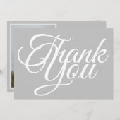 ミニマル白タイポグラフィフォトライトグレ結婚ー (正面/裏面)