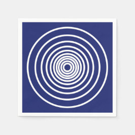 ミニマル白ネイビーブルーの円のパタストライプーン スタンダードカクテルナプキン