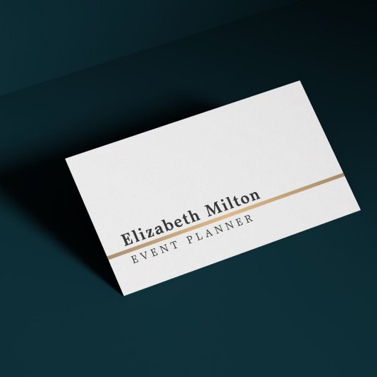 ミニマル白フェイク金ゴールド線イベントプランナー 名刺