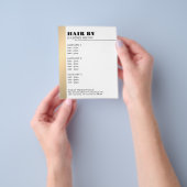 ミニマル白フェイク金ゴールド線ヘアスタイリストメニュー チラシ (手)