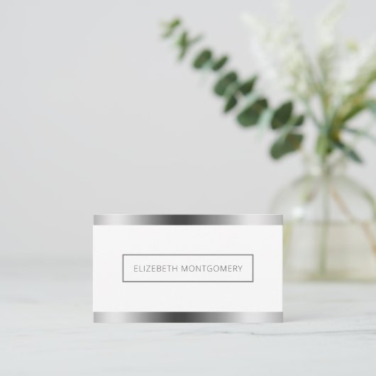 ミニマル白フェイク銀箔 名刺 (スタンド正面)