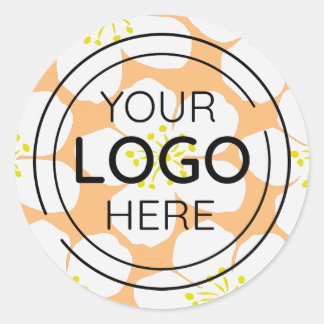 ミニマル白フローラルパターン ラウンドシール