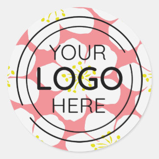 ミニマル白フローラルパターン ラウンドシール