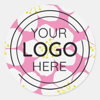 ミニマル白フローラルパターン ラウンドシール