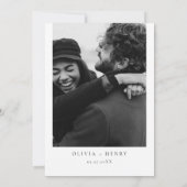 ミニマル白フローラ日付の写真カードを保存 招待状 (裏面)