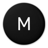 ミニマル白プリントモノグラムオンブラック セラミックノブ (正面)