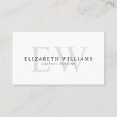 ミニマル白プロフェッショナル2モノグラムQRコード 名刺 (正面)