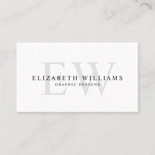 ミニマル白プロフェッショナル2モノグラムQRコード 名刺 (正面)