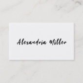 ミニマル白モダン手書きスクリプト 名刺 (正面)